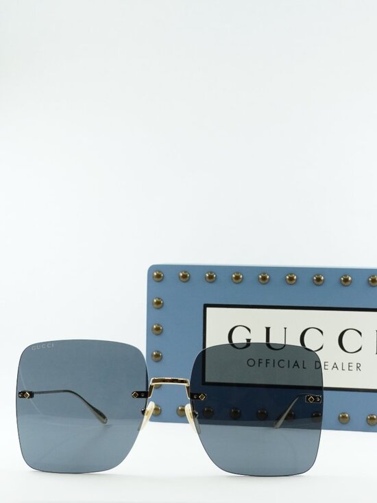 Gucci GG1147S 001 Butterfly Sunglasses - Gold / Grey main image 4